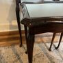 Vintage Nest of 3 Carved Wooden and Glass Side Tables Image 4