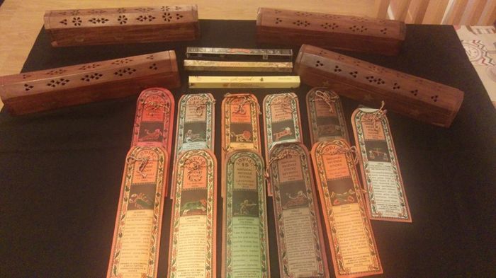 wooden incense box and incense sticks