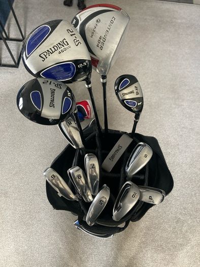 Spalding golf clubs and bag