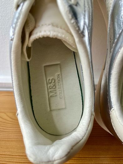 M&S silver leather sneakers size 4