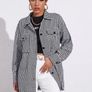 Mono Houndstooth Print Tweed Shacket Image 4