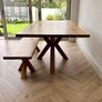 Rustic Oak 2m Dining Table & Matching Bench, Excellent Condition. Image 10