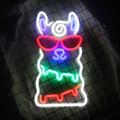 Neon Light LED Neon Sign Christmas Wall Lights for Bedroom Decoration Lounge Office Wedding Bar Valentine's Day Party Operated by USB Alpaca Night Lights 15.7x8.7 inch (FREE POSTAGE)