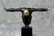 Large Diving Swimmer (38cm) - Bronze With Polished Accents