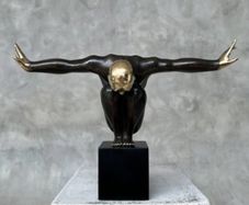 Large Diving Swimmer (38cm) - Bronze With Polished Accents