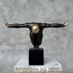 Large Diving Swimmer (38cm) - Bronze With Polished Accents