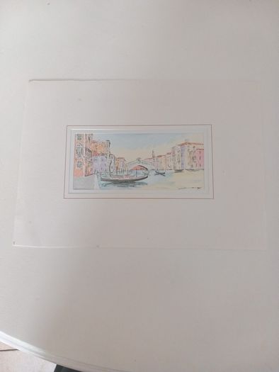 Signed Watercolour On Card of Venice