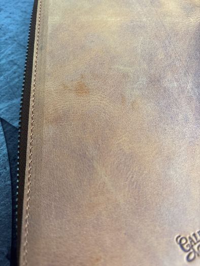 Galen Leather 20 pen zip storage case Crazy Horse leather