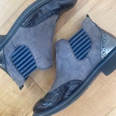 Paul Green ladies ankle boots size 6 grey leather patent