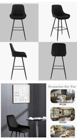Bar stool black velvet