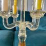 Genuine Antique Candelabra 5 Candles Slight Yellow Irradiated Glass Image 4