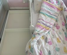 Toddlers bed with duvets, pillows, sheets & mattress protectors