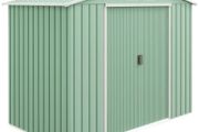 7 x 4ft Metal Garden Shed, Outdoor Storage Tool House with Ventilation Slots, Foundation Kit and Lockable Double Doors, Light Green