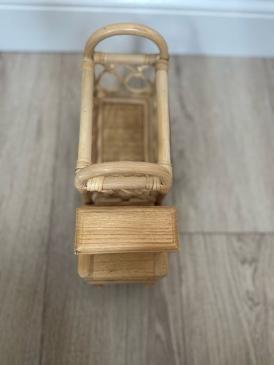 Small Rattan and Wooden Truck with working wheels