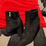 Black Suede Ankle Boots UK Size 4 Image 5
