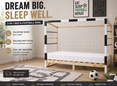 Football Goal Kids Bed with Mattress