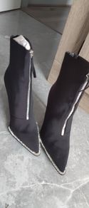 beautiful rhinestones zip front black boots size 41 Sergio todzi