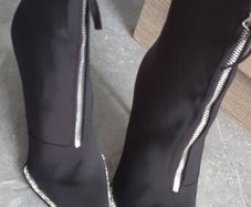 beautiful rhinestones zip front black boots size 41 Sergio todzi