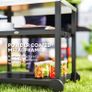 Outdoor Grill Dining Cart 3-Shelf Movable Pizza Oven Table Stand with Stainless Steel Top Image 3