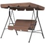 3-Seat Swing Chair Garden Swing Seat with Adjustable Canopy for Patio, Brown Image 2