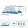6-8 Person Tunnel Tent, Camping Tent with Bedroom, Living Room, Sewn-in Floor, 3 Doors and Carry Bag, 2000mm Water Column for Fishing, Hiking, Sports, and Traveling, Blue Image 3
