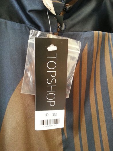 Topshop navy/bronze satin top size 10