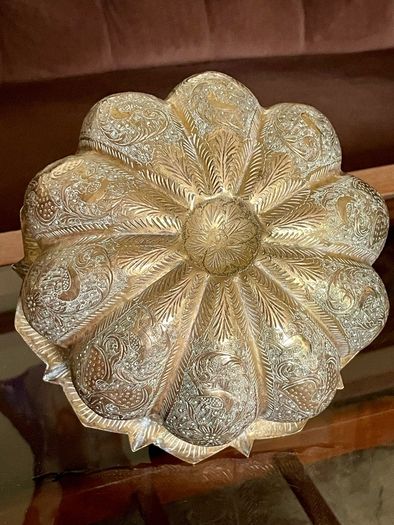 Antique Indian brass Planter Pumpkin Lotus Shape