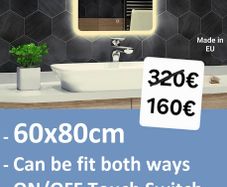 LED Bathroom Mirror 60x80 or 80x60cm Touch Switch