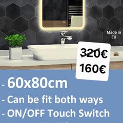 LED Bathroom Mirror 60x80 or 80x60cm Touch Switch