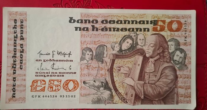 50 Pound 1982 Irish Carolan Banknote