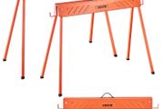 Saw Horses, 2 Pack Folding Work Horses, 299.4 kg Load Capacity Sawhorse with Heavy Duty Legs, All-Metal Portable Saw Horse with Non-Slip Foot Pads, for Woodworking, Carpenters &amp; Contractors