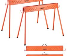 Saw Horses, 2 Pack Folding Work Horses, 299.4 kg Load Capacity Sawhorse with Heavy Duty Legs, All-Metal Portable Saw Horse with Non-Slip Foot Pads, for Woodworking, Carpenters & Contractors