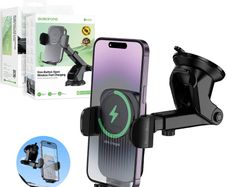 Borofone BH222 Car Mount Holder with 15W Wireless Fast Charging & Strong Suction