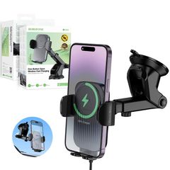 Borofone BH222 Car Mount Holder with 15W Wireless Fast Charging & Strong Suction