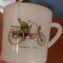 Cool Set of Four Vintage Retro Mid-Century French Milk-Glass Opaline Espresso Coffee Cups/Mini Mugs with Classic Car Designs Image 8