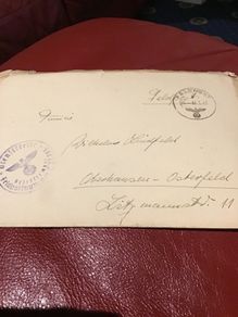 The Rare and Genuine WW2 German Feldpost Envelope (1943) with Eagle/Swastika stamp