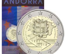 Andorra 2 Euro Commemorative Coin 2015 -  25th Anniversary of the Signature of the Customs Agreement with the European Union. Blister Card. BU