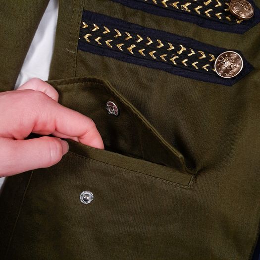 Zara Khaki Olive Green Military Hussar Style Jacket Size XS