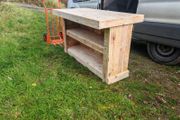 Rustic kitchen island with double overhang