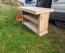 Rustic kitchen island with double overhang