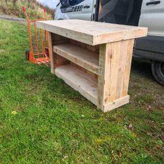 Rustic kitchen island with double overhang
