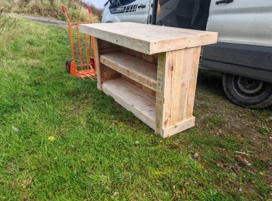 Rustic kitchen island with double overhang