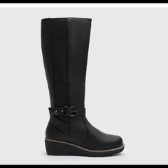 Wedge knee high boots