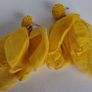 Yellow Raffia Stud Chiffon Petal Tassel Earrings Image 2