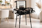 Professional Makeup Train Case with LED Lighted Mirror, Lockable Cosmetic Trolley, Portable