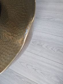 fab gold hammered metal coffee table..small dent hence cheap price