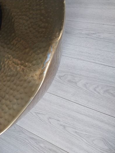 fab gold hammered metal coffee table..small dent hence cheap price