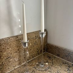 Set of 2 glass candle holders