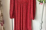 Bnwt red vneck long tiered dress size 12 long sleeves