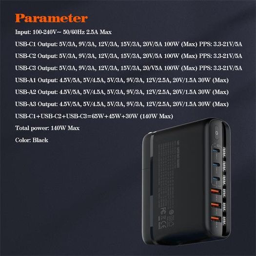 Ldnio 140w Gan Super Fast Desktop Charger - Uk/ireland Plug